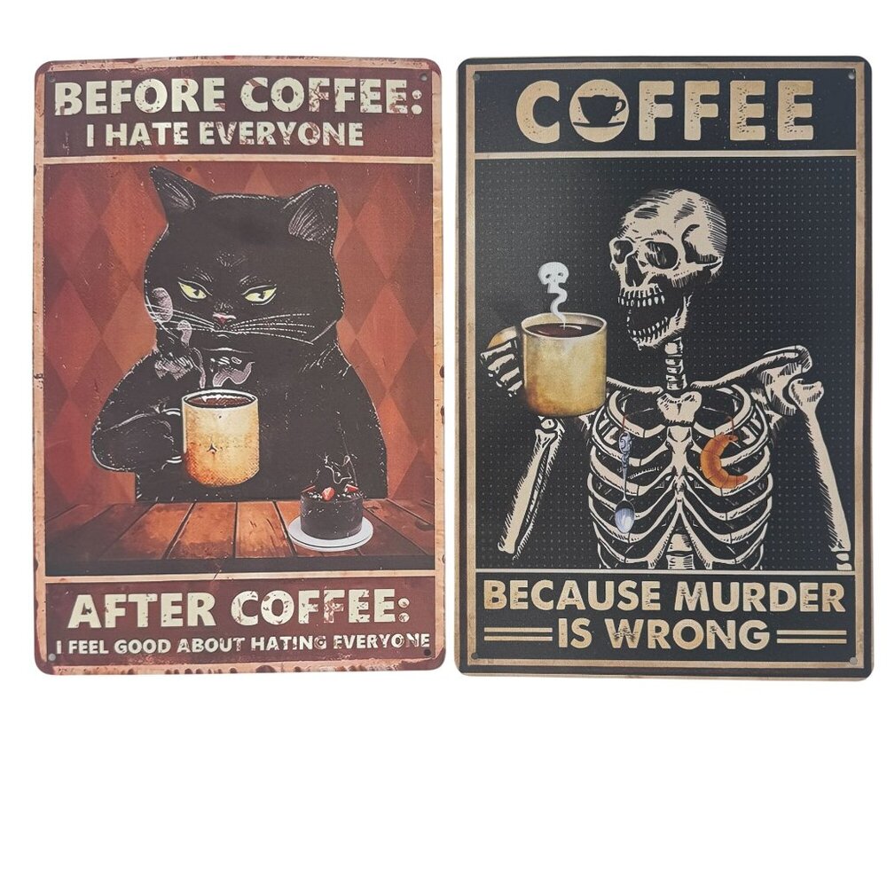 Sarcastic Coffee Metal Signs Kitchen Office Dorm Whimsical Wall Art 12x8 Inches